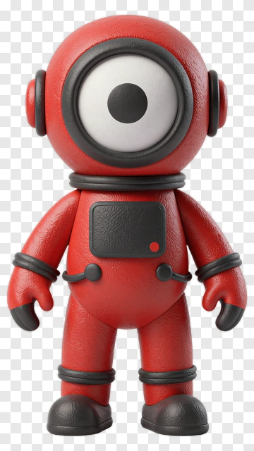 3D Red Character With One Eye PNG