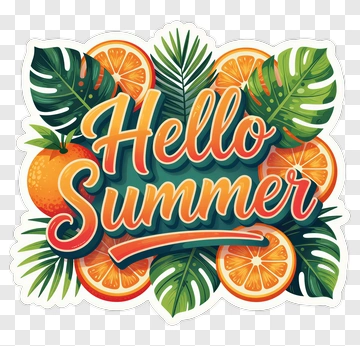 Hello Summer Tropical Design PNG