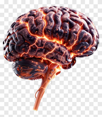 3D Brain With Glowing Neural Connections PNG