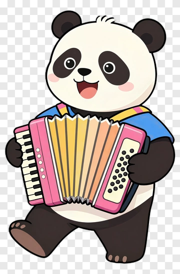 Cartoon Panda Playing An Accordion PNG