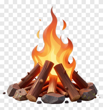 Campfire With Flames And Rocks PNG