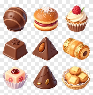Assorted Chocolate And Pastry Treats PNG