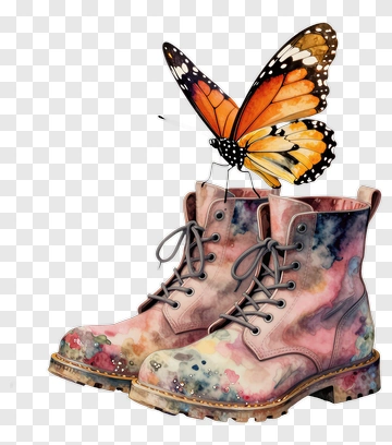 Colorful Boots With A Butterfly PNG