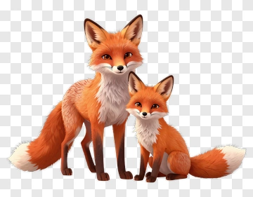 Cartoon Fox Family PNG
