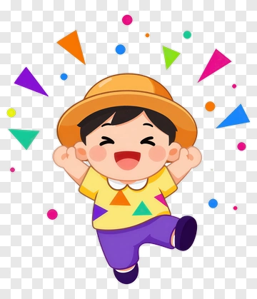 Happy Cartoon Child Celebrating With Colorful Confetti PNG