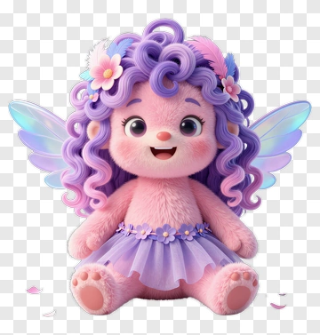 Cute Fairy Plush Toy With Colorful Hair PNG