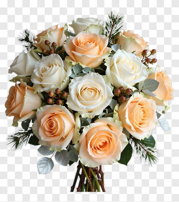 Peach And White Rose Bouquet PNG