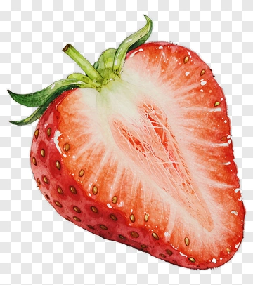 Watercolor Strawberry Slice PNG