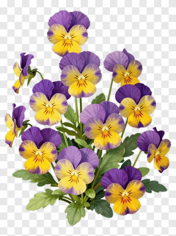 Colorful Pansy Flower Bouquet PNG
