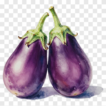 Watercolor Eggplants PNG