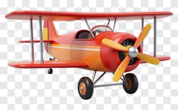3D Biplane With Orange And Yellow Design PNG