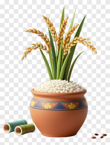 Decorative Rice Plant In Pot PNG