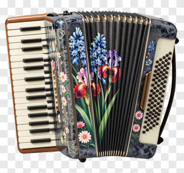 Colorful Accordion With Floral Design PNG