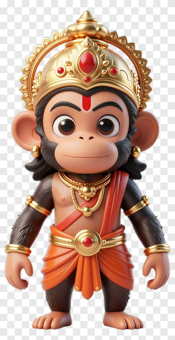 3D Monkey God Character In Traditional Attire PNG