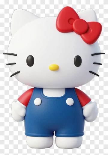 Hello Kitty Figurine In Blue Overalls PNG