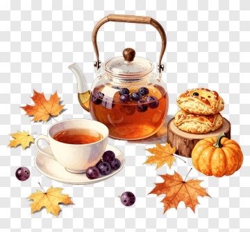 Autumn Tea With Pumpkin And Cookies PNG