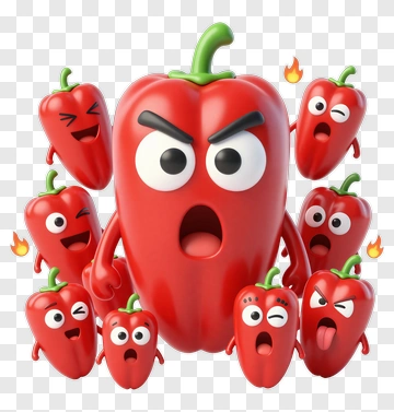 Cartoon Red Pepper With Expressions PNG
