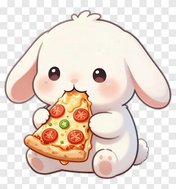 Cute Bunny Eating Pizza PNG