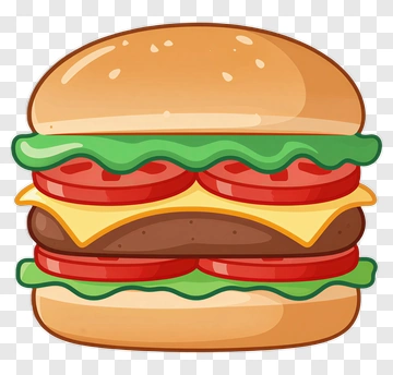 Cartoon Hamburger With Lettuce And Tomato PNG