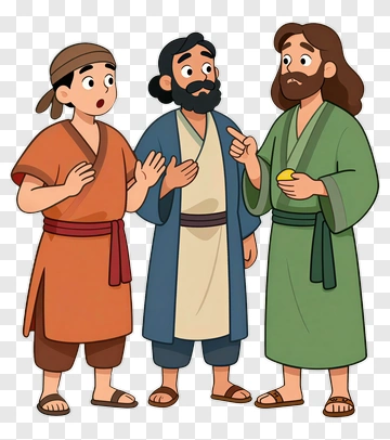 Cartoon Men Engaging In Conversation PNG