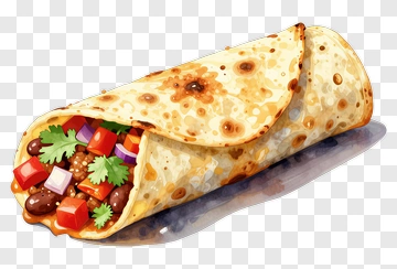 Colorful Burrito Wrapped In Tortilla PNG