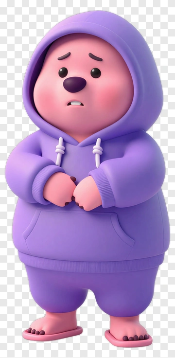 Cartoon Character In Purple Hoodie PNG