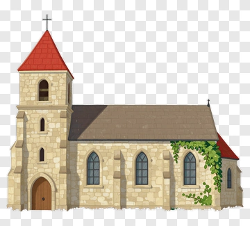 Stone Church With Red Roof And Ivy PNG