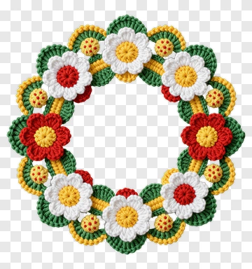Colorful Crochet Flower Wreath PNG