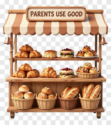 Bakery Stall Displaying Fresh Baked Goods PNG