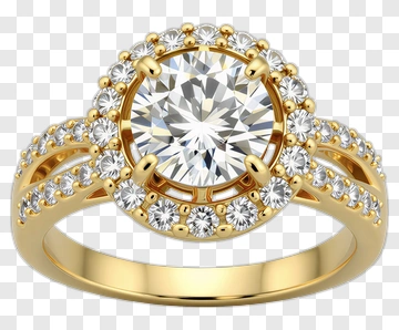 Gold Engagement Ring With Diamond PNG
