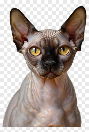 Sphynx Cat With Unique Facial Markings PNG