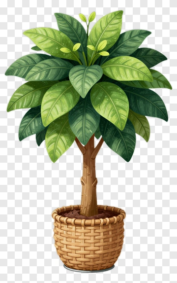 Colorful Tree In A Woven Pot PNG