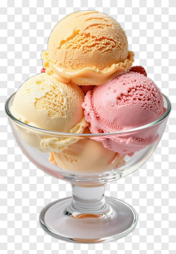 Ice Cream Scoop In A Glass Bowl PNG