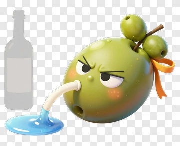 Cartoon Olive With Straw And Liquid PNG
