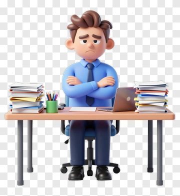 Frustrated Businessman Sitting At A Desk PNG