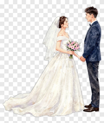 Bride And Groom Holding Hands At Wedding Ceremony PNG