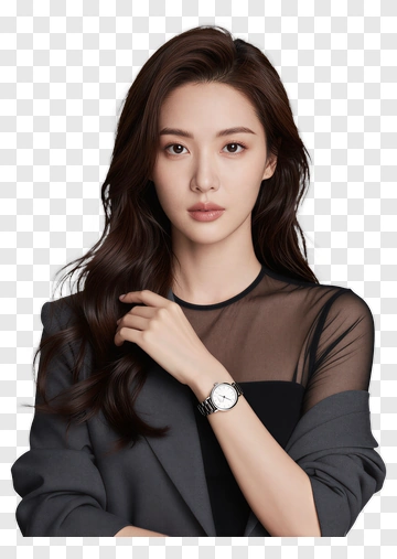 Woman Wearing A Watch In A Stylish Outfit PNG