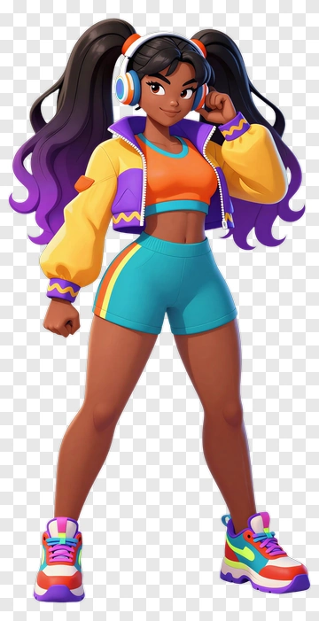 Stylish Cartoon Character Wearing Headphones PNG