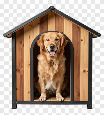 Golden Retriever In A Dog House PNG