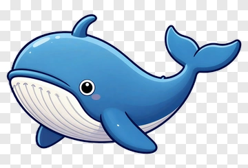 Cartoon Blue Whale PNG