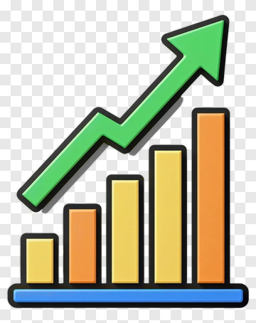 Colorful Bar Chart With Rising Arrow PNG