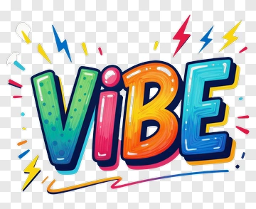 Colorful Vibe Text With Lightning Bolts PNG