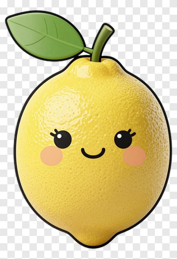 Cute Cartoon Lemon With A Leaf PNG