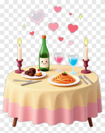 Romantic Dinner Table Setting PNG