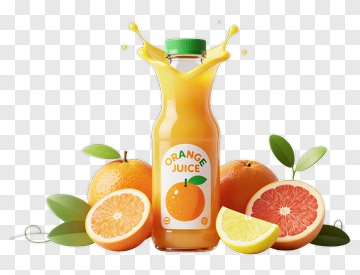 Orange Juice Bottle With Fresh Oranges And Lemon PNG