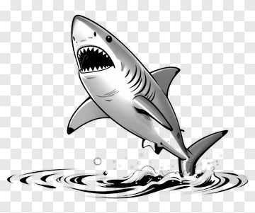 Cartoon Shark Jumping Out Of Water PNG