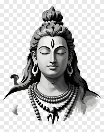 Black And White Illustration Of A Hindu Deity PNG