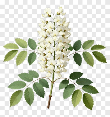 White Flowering Plant With Green Leaves PNG