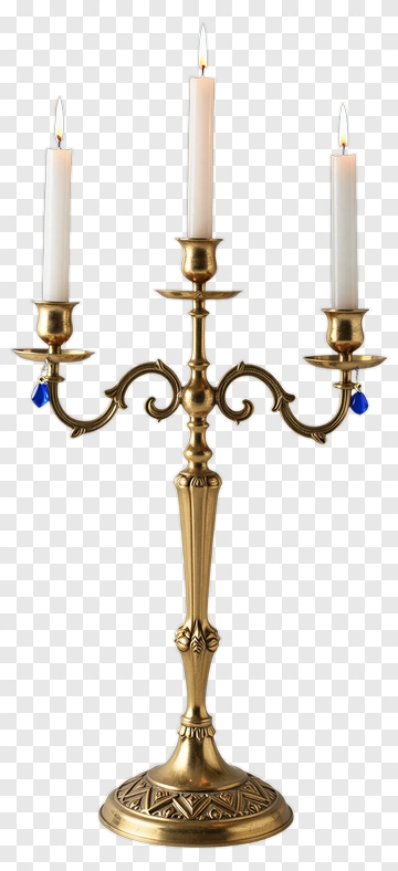 Elegant Gold Candelabra With Three Candles PNG