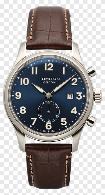 Hamilton Watch With Brown Leather Strap PNG